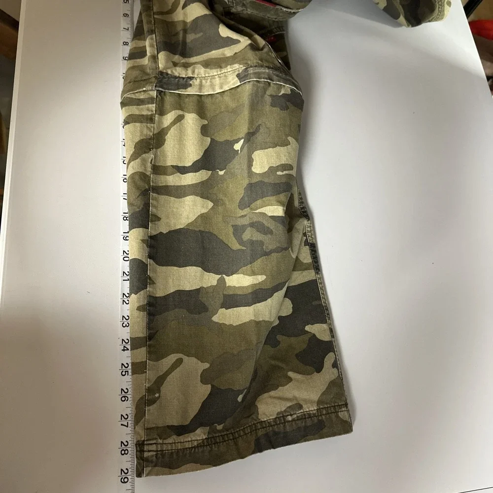 Boys Camo Cargo Convertible Pants 18 Y2K Utility Zip Off Grunge Old Navy Lined